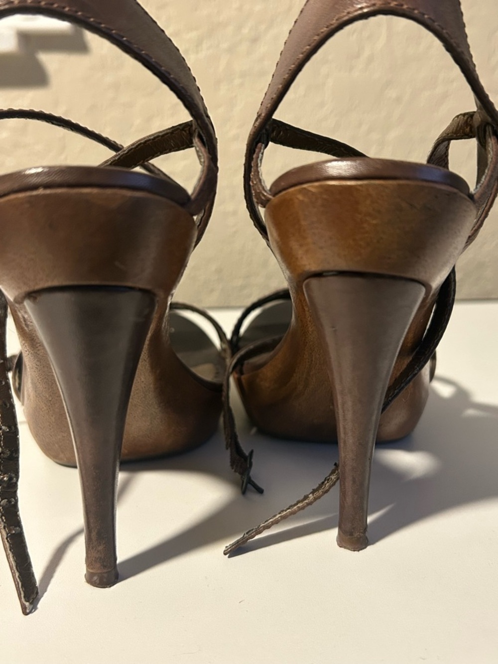 Aldo Brown Leather High Heel Sandals - Strappy Platform - Picture 3 of 5